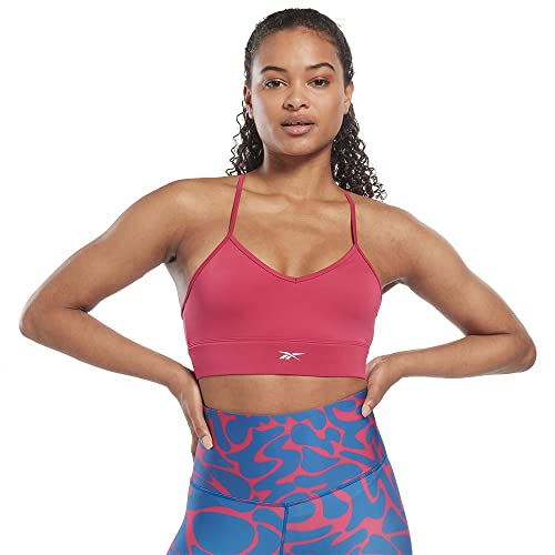 Image of Reebok Women's Satin 91% PES /9% El-Interlock-Hydrophilic Finish /Print-Digital Sublimation-Disperse Classic Workout Sports Bra