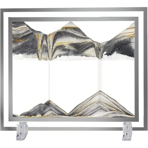 Image of NYRWANA Sand Art, Moving Sand Art,Sand Art Decor Picture Glass Liquid Wall Painting, 3d Deep Sea Sandscape Natural Landscape in Motion Display with Flowing Sand Frame for Home Decor, Diwali Gift Item, (10 inch, Black)