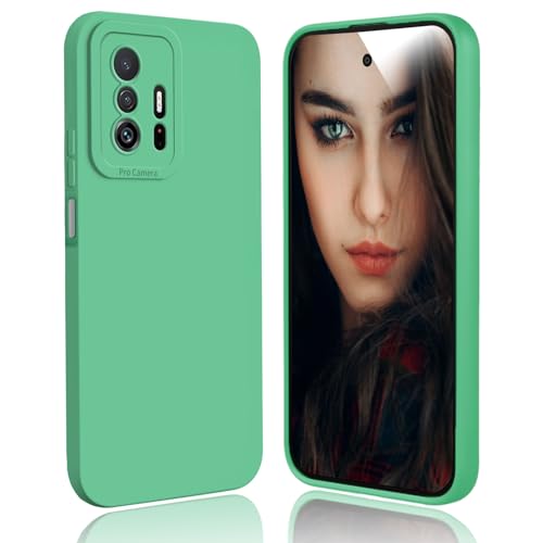 DESSEN Cover per Xiaomi 11T 5G / Xiaomi 11T Pro 5G - Silicone Custodia Antiurto Protezione Fotocamera Case Sottile e Morbida TPU Bumper Antishock Anti-Impronte, Verde