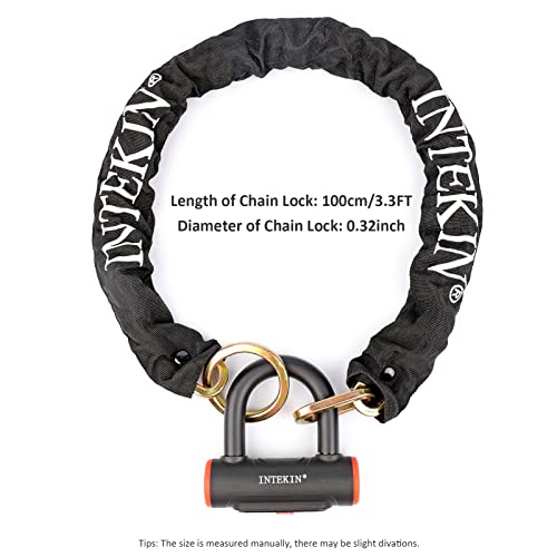 Intekin Motorcycle Lock 3.3Ft/100Cm Motorcycle Chain Lock 8Mm/10Mm Thick Bike Chain Lock Heavy Duty Security Chain Lock Anti Theft Motorcycle Lock With 16Mm Disc Lock For Motorcycles, Gates, And More #TOP4