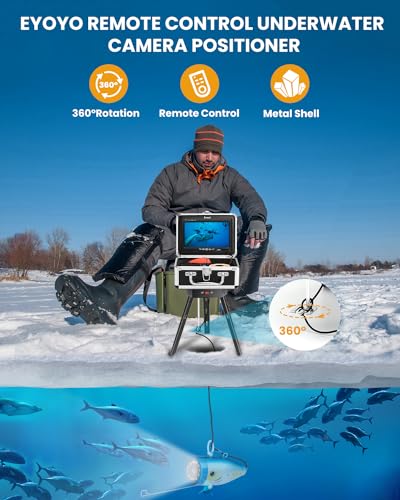 Eyoyo Underwater Fishing Camera Panner Positioner 360° Degree Rotation Tripod for Ice Fishing w/Remote Control Metal Housing, Applicable to Ice Holes Smaller Than 10 inch