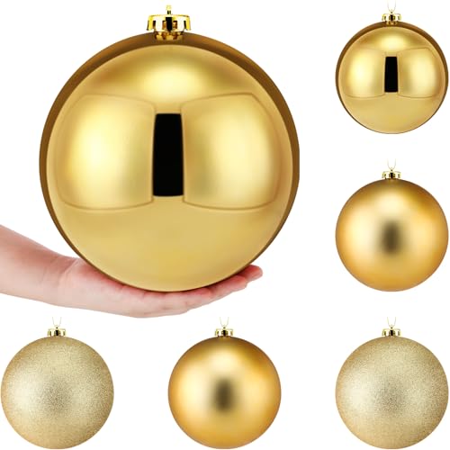 Wettarn 6 Pcs Extra Large Christmas Ball Ornaments 8'' Shatterproof, Gold by Wettarn - Used condition - US$72.42