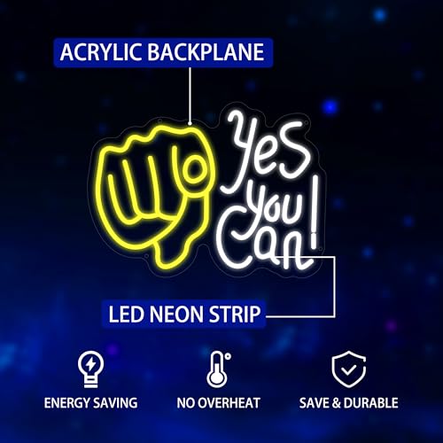 Image of Yes You Can Neon Sign for Wall Decor, USB Led Neon Signs, Yes You Can Neon Light Signs for Bedroom Living Room Office Restaurant Home Bar Party Game Room