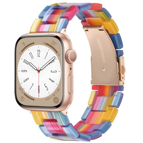 Image of CRIS-BAND Resin Bands Compatible with Apple Watch Series 11 /10 /9 /8 /7 Bands 46mm 45mm 44mm 42mm 41mm 40mm for Women, Strap for iWatch Ultra 3 /2 49mm Series 6 /5 /4 /3 /2 /1 /SE3 Slim Bracelet Wristband