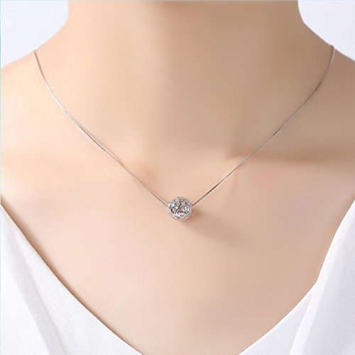 925 Sterling Silver Necklace for Women Pendant Cut Beads Ball Chain | jewelry for women for special Occasions | long silver necklaces for women | locket necklace for women | ball chain necklace, 17"3