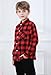 SANGTREE Boys and Mens Flannel Plaid Long Sleeve Shirt Casual Button Down Shirts, 1# Red Black, 5-6 Years