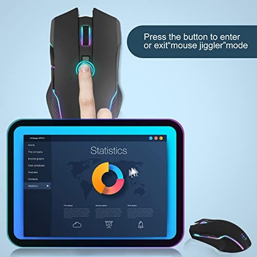 Wireless Mouse, 2.4G Silent Click Rechargeable Mouse with Jiggler USB Receiver & USB C Adapter, 3 Adjustable DPI LED Mouse for Notebook PC Laptop Computer MacBook (Black)