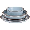 Gibson Elite Lagos 16 Piece Double Bowl Dinnerware Set, Light Blue, Service for 4 (16pcs)