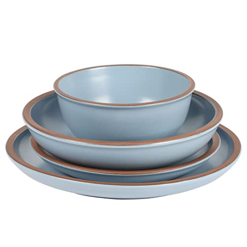 Gibson Elite Lagos 16 Piece Double Bowl Dinnerware Set, Light Blue, Service for 4 (16pcs) - Image 3