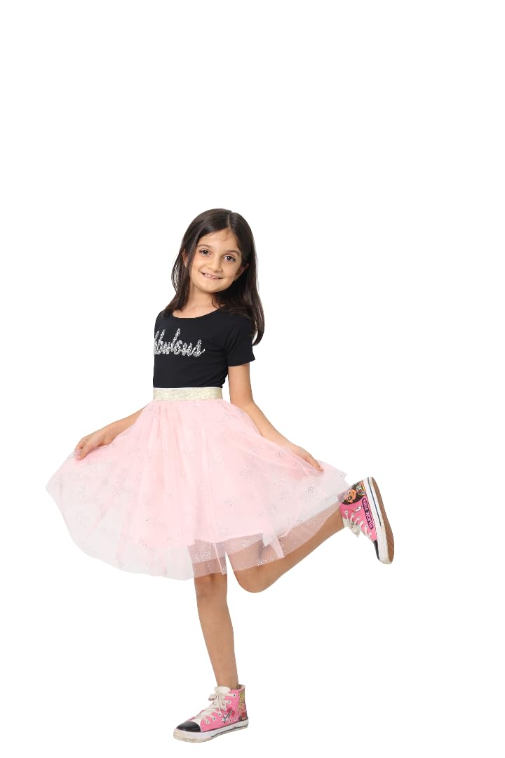 ZIP ZAP ZOOP Girls Dress Black & Pink Fabulous Pearl Embroidery Half Sleeve Frock | 1.5-2 Years 4