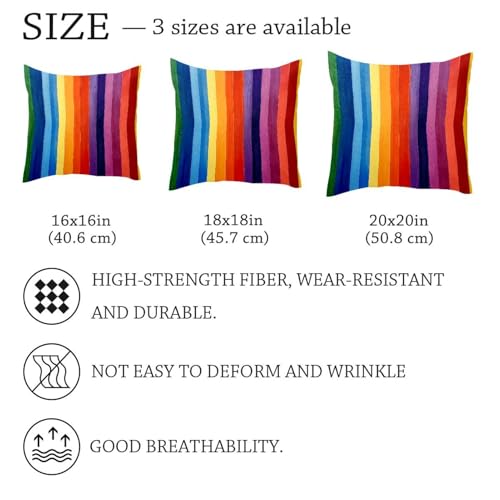 Fundas de almohada decorativas modernas de rayas arcoíris para dar vida al sofá de tu salón 7