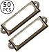 Antique Bronze Label Holders, 50 Pack Metal Cabinet Frame Tags with Screws, 2.36 x 0.67 Inch Drawer Label Frames for Furniture, Storage Bins & Office Organization