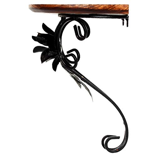 Image of Iron and Wooden Wall Decor Shelf for Interior Decoration, Size 20x10x22 (CM)