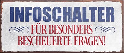 Magnet ''Infoschalter für besonders bescheuerte Fragen'' 9,3x4cm Geschenk Lustige Sprüche Feier Vintage Retro Geburtstag Deko Party Überraschung Fan Büro Chef Angestellter Arbeit Job