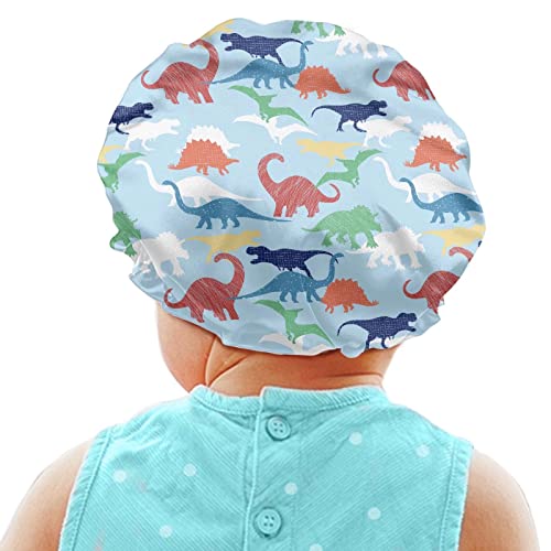 Babrukda Dinosaur Novelty Kids Hair Cover, Children Satin Bonnet, Boys Girls Satin Sleep Cap, Adjustable Elastic Band Beanie Hat for Night Sleeping Comfy Breathable Headwear for Toddler Baby Teens