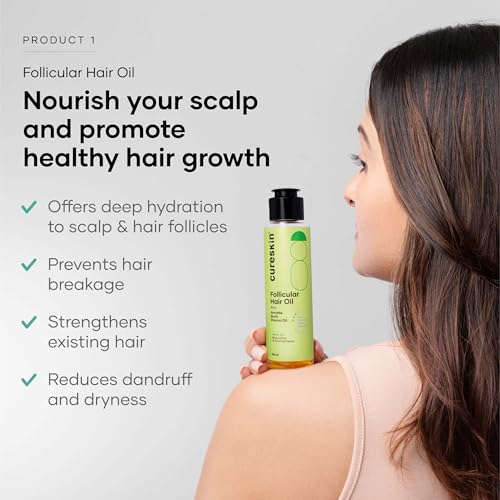 Image of Cureskin Follicular Hair Oil + Scalp Massager | Nourishing & Strengthening Combo with Annatto, Buriti & Pracaxi Oil | Reduces Hair Fall & Improves Scalp Health