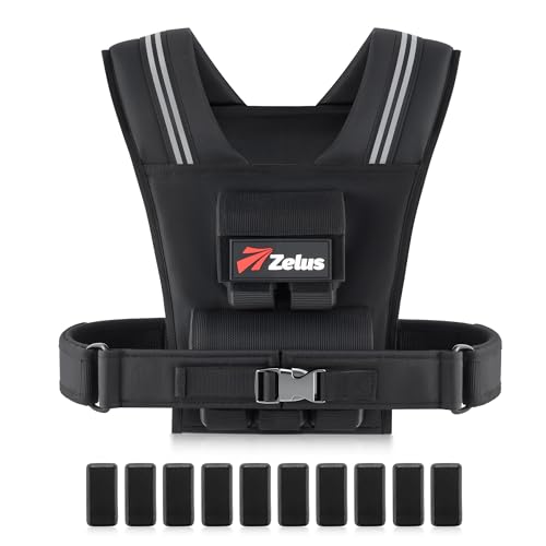 ZELUS Weighted Vest Men 23lbs/36lbs/45lbs Adjustable Weight Vest with 10/16/20 removable Iron Weights and Reflective Strips No-Bounce Design for Strength Training Running HIIT & Calisthenics