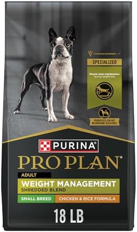 Purina Pro Plan Small Breed Weight Management Dry Dog Food, Shredded Blend Chicken and Rice Formula – 18 lb. Bag