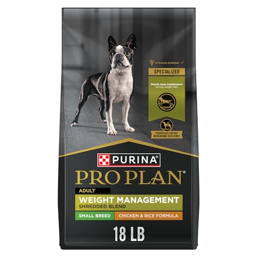 Purina Pro Plan Small Breed Weight Management Dry Dog Food, Shredded Blend Chicken and Rice Formula - 18 lb. Bag