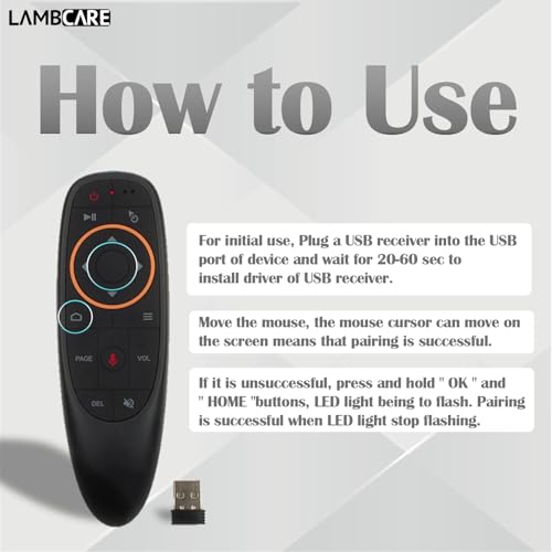 Image of Lambcare Remote Control G10s,Android TV Remote 6 Axis Gyroscope Air Fly Mouse with IR Learning Fly Air Remote Mouse for Android TV Box h96max, x96, x88 and All Android TV Box.