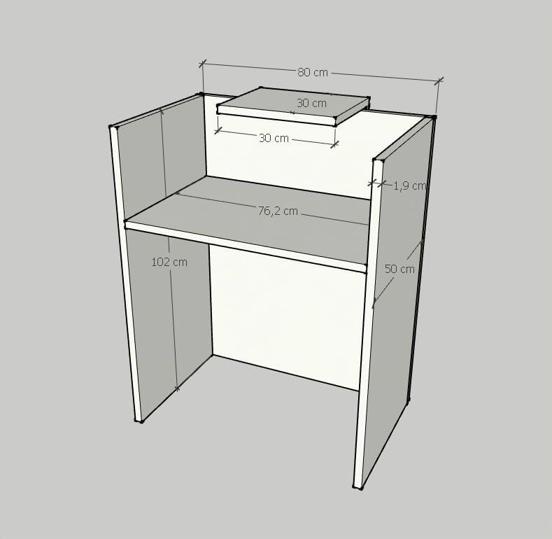 Mostrador de Recepción y Oficina. Facil Montaje –Color Base Olmo, Color sobremostrador Nogal | 80x105x50 cm | Fabricado en España