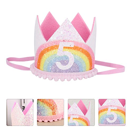 PartyKindom Schattige Baby Verjaardag Hoed Verjaardag Regenboog Kroon Haarband Party Foto Prop Party Decoraties voor… - Image 6
