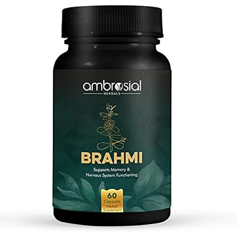 Bacopa Monnieri Brahmi Capsules - 500mg 60 Tablets | | Bacopa Extract | Non - GMO | Gluten & Allergen Free | Brain Supplement | 100% Natural Ingredients | by Ambrosial Cover
