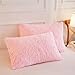HAIHUA Faux Fur Fluffy Fuzzy Plush Pink Pillow Case Set of 2, Soft Decorative Pillow Covers for Bed, Bedroom, Living Room, Zipper Closure, Standard Size (20