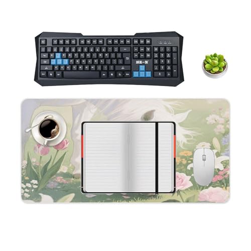 Desk Pad Protector 24x12 Inch Extended White Horse Keyboard Mouse Mat miniatura 4