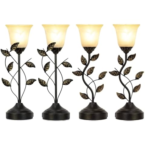 20 Inch Bedside Lamps Set of 2 Table Lamp for Bedroom with White Glass Shade and Leaf Design 3-Way Dimmable Touch Control Lamps for Night Stands with Two USB Charging Ports Cover