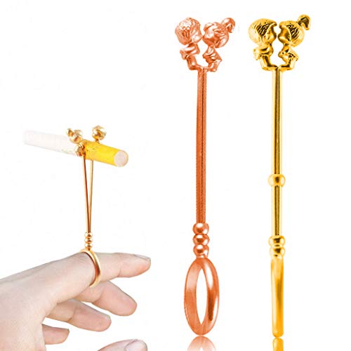 Cigarette Holder Ring for Women, 2PCS Smoke Finger Cigarette Holder Clip for Man
