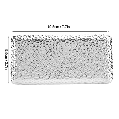 Hammered Stainless Steel Rectangular Tray Plate, 3.7 x 7.7 Inch Decorative Vanity Tray for Bathroom Counter Living Room - Image 4