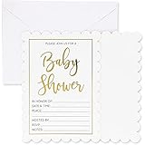 Juvale 36-Pack Gold Foil Unisex Baby Shower Invitations with Envelopes 5 x 7 Inches