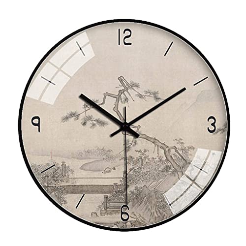 Horloge murale moderne de 30.5cm avec peinture à l'encre de Chine