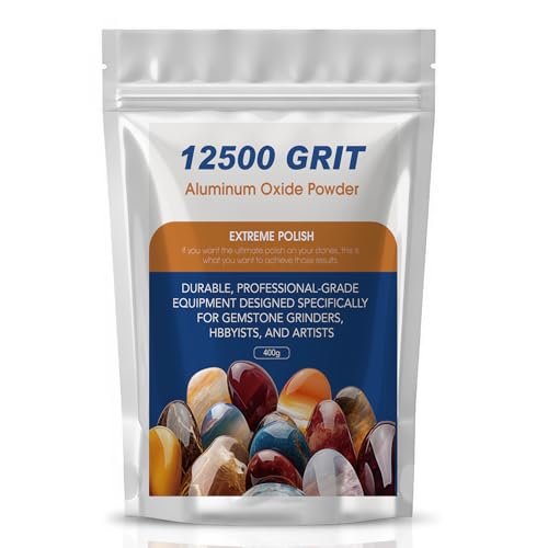 12500 Grit Aluminum Oxide Powder Fine Sandblasting Medium Final Polish for Tumbling Stones Aluminum Oxide Rock Polish for Tumbling Stones Compatible with Any Rock Tumbler Rock Polisher -400G