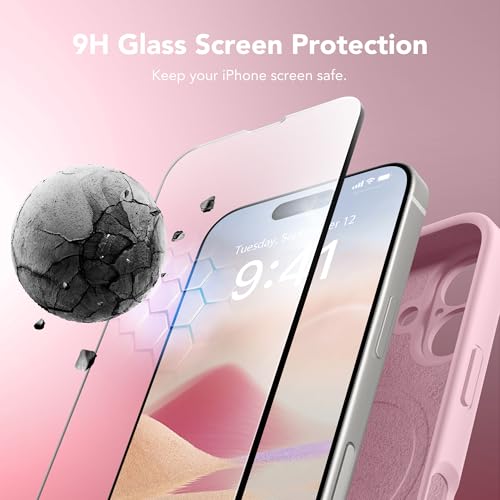 Image of Magnetic for iPhone 16 Plus Case, Compatible with MagSafe, [Full Camera Protection][Screen Protector] Silicone Shockproof Protective Phone Case for iPhone 16 Plus 6.7 inch, Chalk Pink