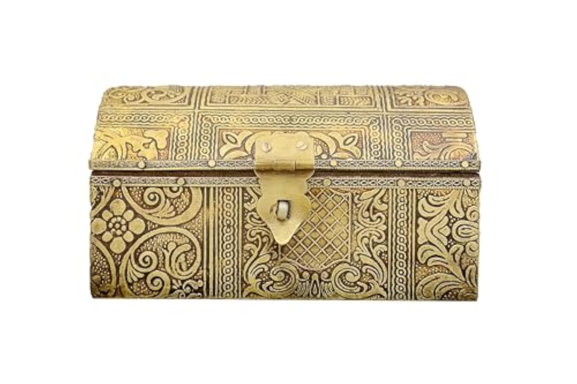 Handcrafted Antique Brass Jewellery Box, 6 Inch
