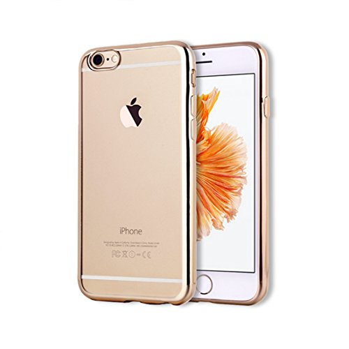Richera - Funda ultra fina de silicona para iPhone 6/6S (11,93 cm - 4,7 pulgadas), iPhone 6/6S Plus (13,97 cm - 5,5 pulgadas) , color dorado