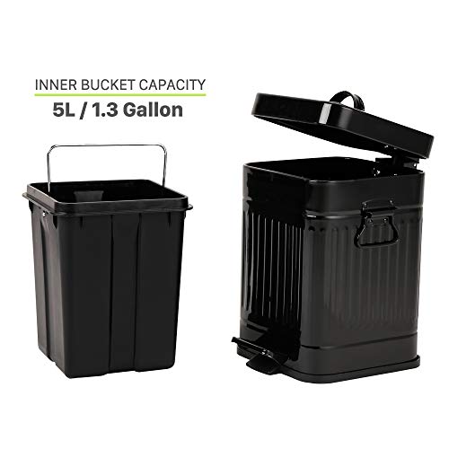 Bathroom Trash Can with Lid, Small Garbage Can Black for Home Bedroom
