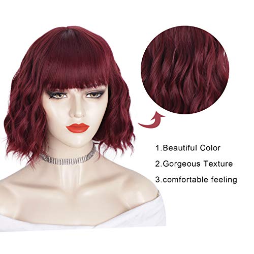 image for Stamped Glorious Short Wavy Bob Wig with Bangs for Women Synthetic Cur