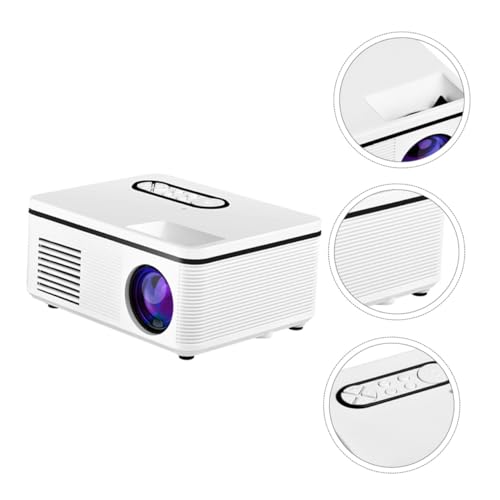 Mini projecteur portable LED blanc en PVC avec lecteur multimédia