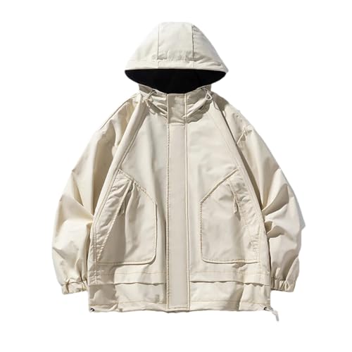 Men's Sports Outdoor Mountaineering Windproof Rain Trend All Match Storm Jacket WHITE M