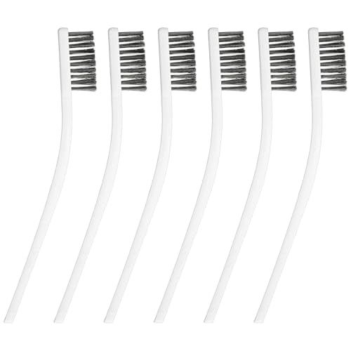 6PCS Mini Wire Brush Set Stainless Steel Wire Scratch Brush Heavy-Duty Reinforced Bristle Cleaning Tool for Kitchen Industrial Use Walnut Carving Gaps Rust Removal Polishing