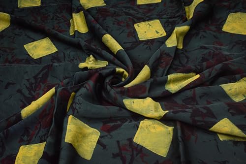 Image of Ethnics of Kutch Women's Ajrakh Modal Silk Natural Dye Hand Block Print Unstitched Kurta Fabric Mtr Length (2.5 Mtrs - Green 20101U)