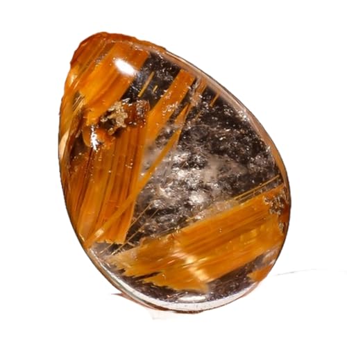 Quartz rutile doré naturel pierre poire cabochon 18x12x5mm gemme en vrac bijoux