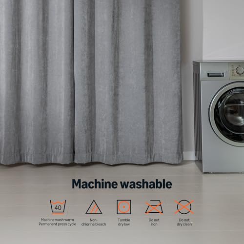 Image of Amazon Basics Chenille Room Darkening Curtains, Light Filtering Window Drapes for Bedroom and Living Room, 2-Panel Set with Grommets, 42 inch W x 84 inch L, Grey Diamond
