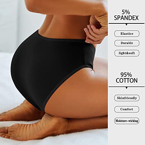 Image of Women's High Waist Cotton Underwear Soft Brief Panties Decorated with Lace Regular and Plus Size