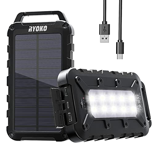 Power Bank Solaire 20000mAh - Batterie Externe Avec Lampe LED, Imperméable - Pour Randonnée, Camping, Urgence
