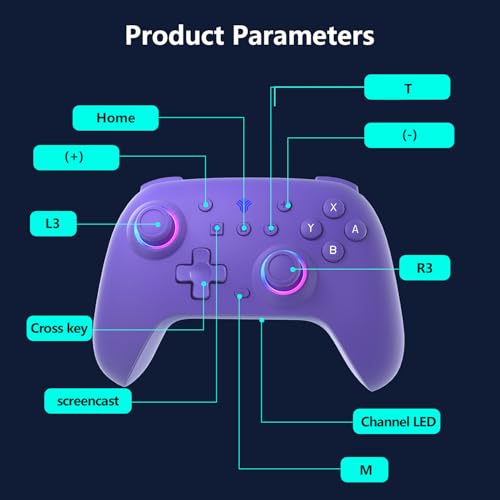 Gamepad Switch Pro para consolas OLED Lite y PC con retroiluminación ajustable 6