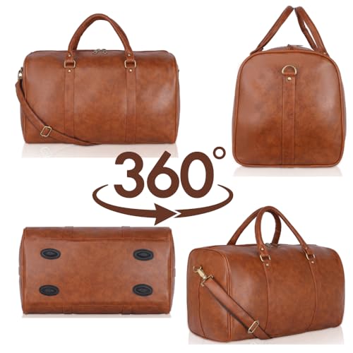 Image of ZAINTO Unisex Duffel Bag for Travelling in Flight Travel Faux Leather Duffle Bags for Men and Women (Tan)